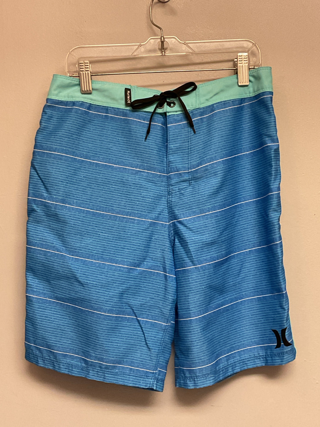 Hurley Size 14 Blue Stripe Big Boys Swim Shorts