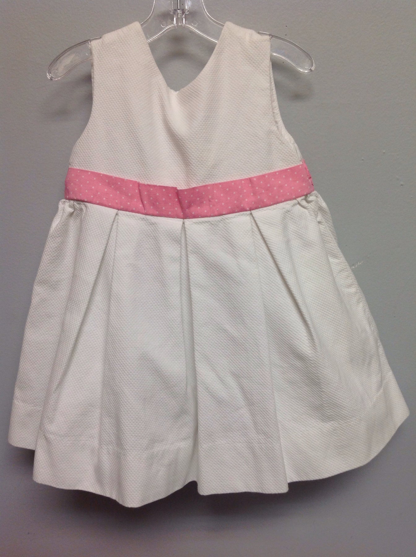 Pottery Barn Size 12M White & Pink Cotton Infant Girls Dress