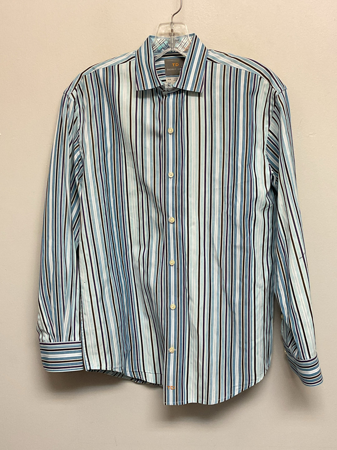 thomas dean dress shirts Thomas Dean Size 14 Blue & Brown Stripe Cotton Big Boys Shirts & Polos –  2ndchild