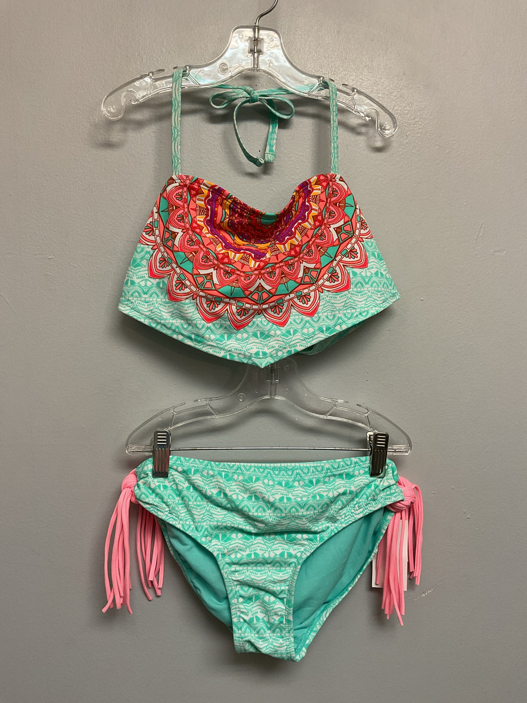 Nordstrom Size 14 Turquoise Coral Big Girls Swimwear Cover-Ups